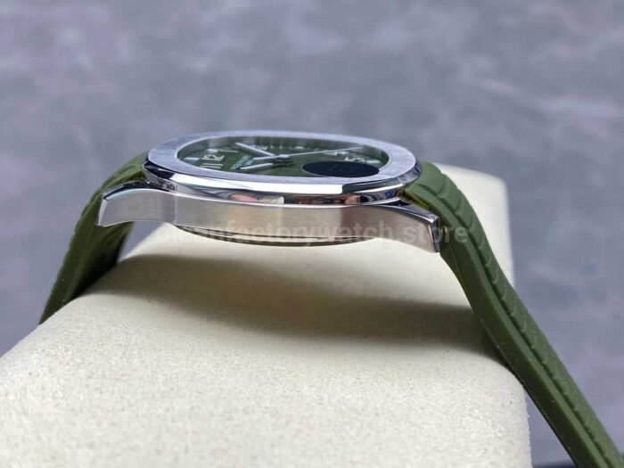 E7 Factory Patek Philippe Aquanaut 40mm 5168G-010 White Gold Rubber Strap Avocado Green Dial - Image 6