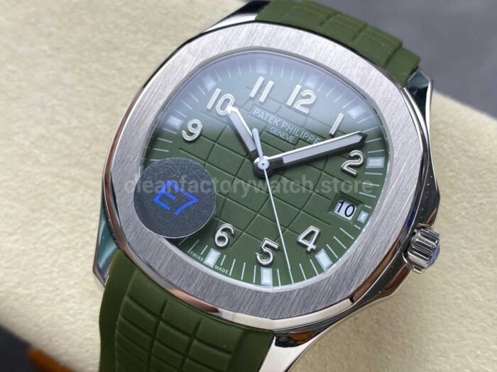 E7 Factory Patek Philippe Aquanaut 40mm 5168G-010 White Gold Rubber Strap Avocado Green Dial - Image 3