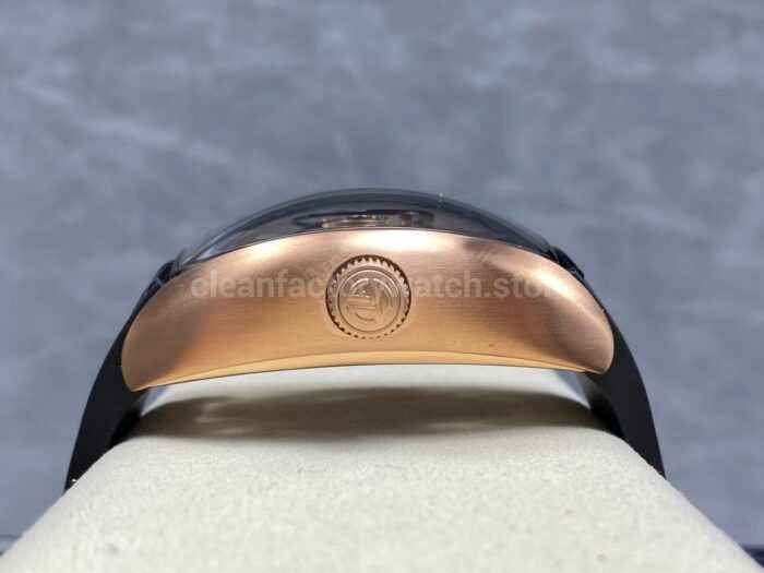 FM Factory Franck Muller Tourbillon Cintree Curvex 44mm Rose Gold Rubber Leather Strap Tourbillon Skeleton 3 Super Clone Watch,Clean Factory Watch