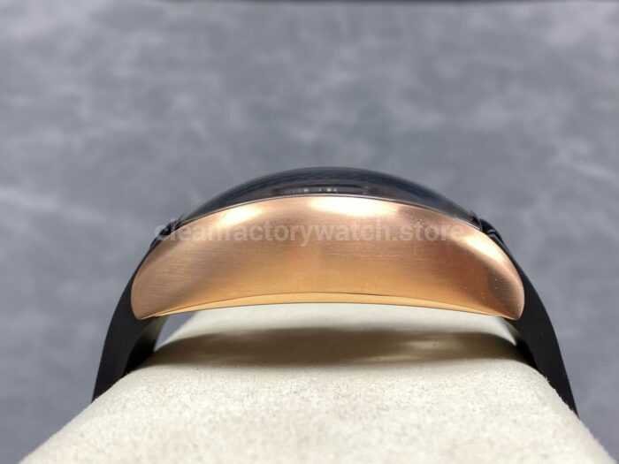 FM Factory Franck Muller Tourbillon Cintree Curvex 44mm Rose Gold Rubber Leather Strap Tourbillon Skeleton 6 Super Clone Watch,Clean Factory Watch