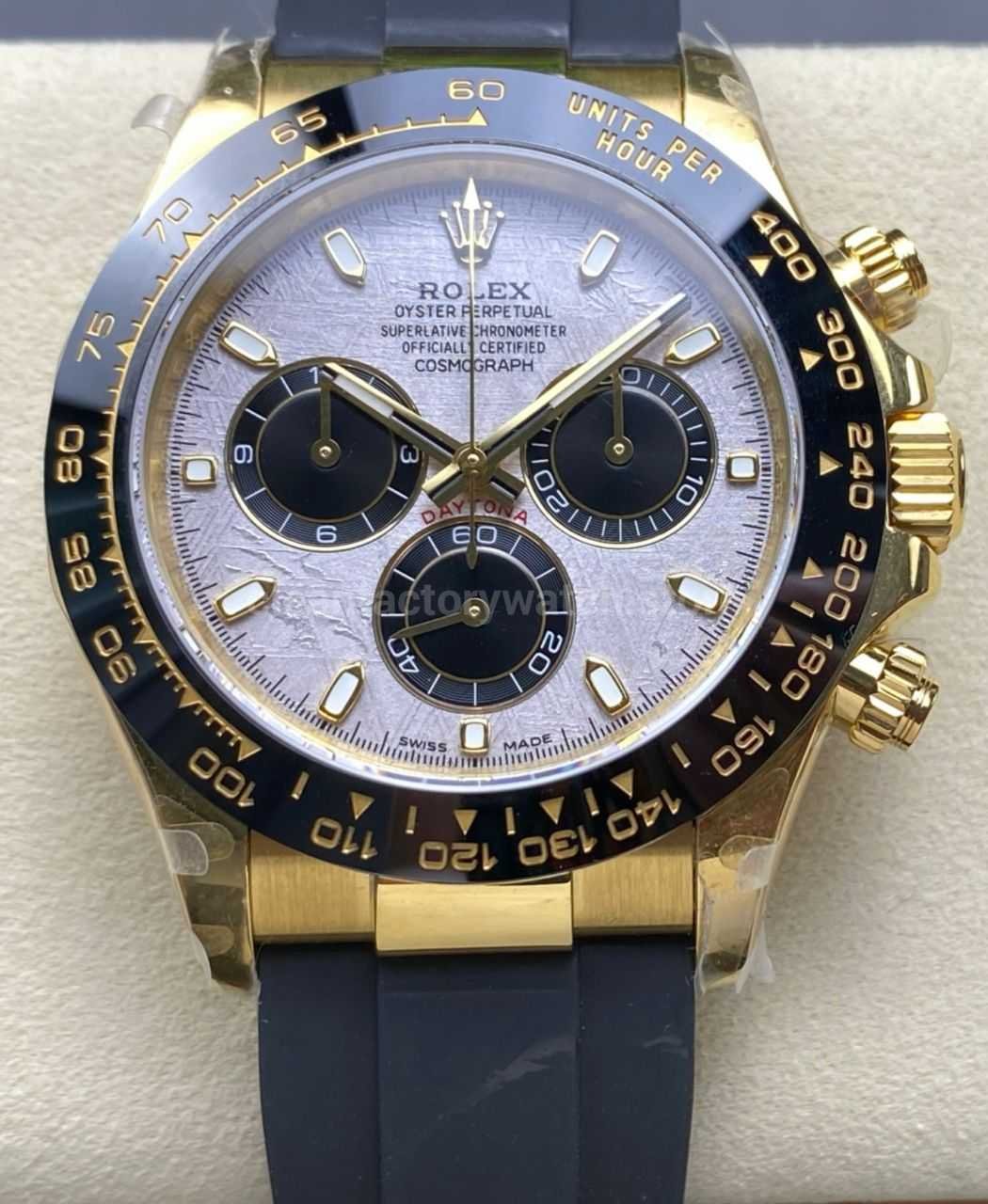 QF Factory CounterWeight Rolex Daytona 116518LN-0076 Yellow Gold Oysterflex Meteorite Dial