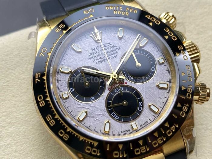 QF Factory CounterWeight Rolex Daytona 116518LN-0076 Yellow Gold Oysterflex Meteorite Dial - Image 2