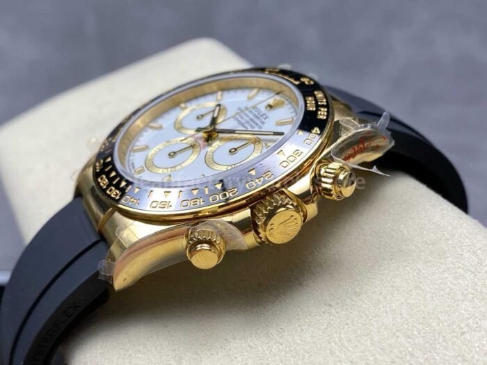 QF Factory CounterWeight Rolex Daytona 126518LN-0002 Yellow Gold Oysterflex White Dial - Image 6