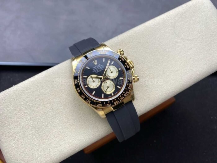 QF Factory CounterWeight Rolex Daytona 126518LN-0004 Yellow Gold Oysterflex Black Dial - Image 8