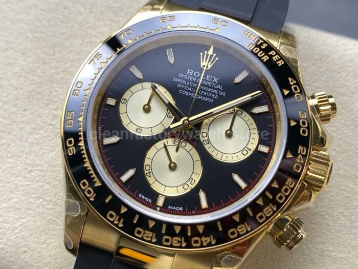 QF Factory CounterWeight Rolex Daytona 126518LN-0004 Yellow Gold Oysterflex Black Dial - Image 7