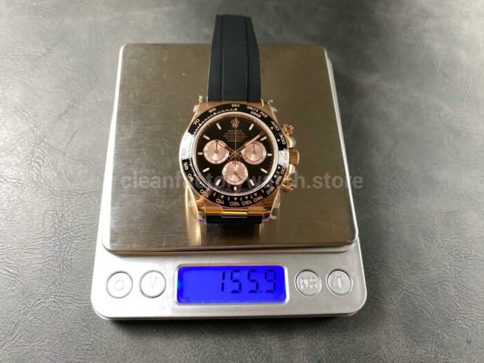 QF Factory Counterweight Rolex Daytona 126515LN-0002 Rose Gold Oysterflex Black Dial - Image 9