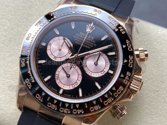 QF Factory Counterweight Rolex Daytona 126515LN-0002 Rose Gold Oysterflex Black Dial - Image 3