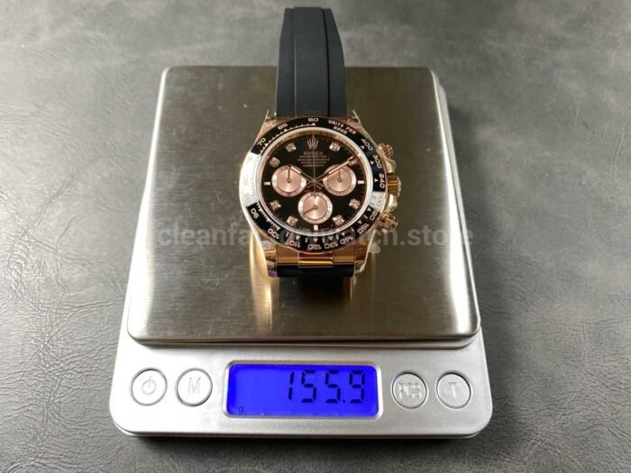 QF Factory Counterweight Rolex Daytona 126515LN-0004 Rose Gold Oysterflex Diamond Black Dial - Image 9