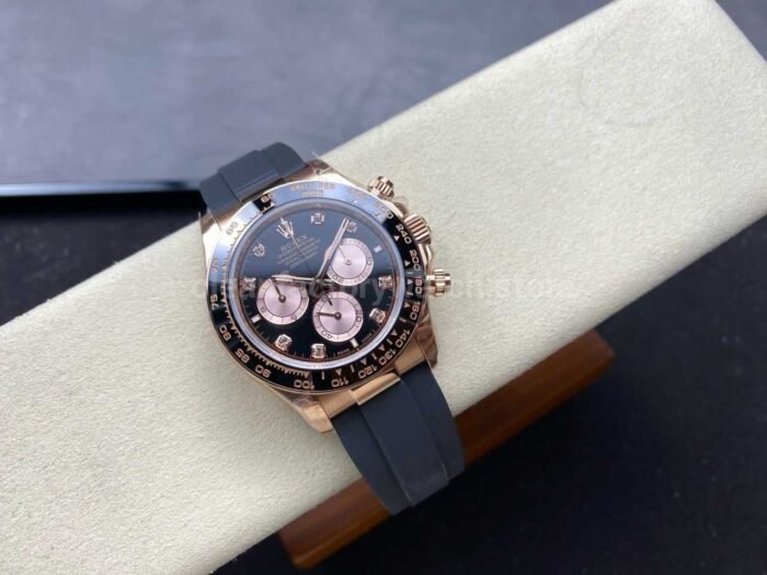 QF Factory Counterweight Rolex Daytona 126515LN-0004 Rose Gold Oysterflex Diamond Black Dial - Image 4