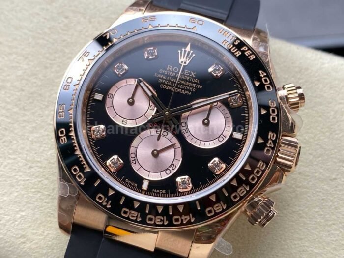 QF Factory Counterweight Rolex Daytona 126515LN-0004 Rose Gold Oysterflex Diamond Black Dial - Image 3