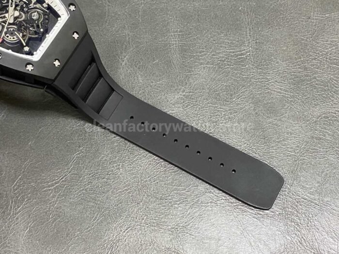 RM Factory Richard Mille RM 055 43mm Black Ceramic Black Rubber Strap Skeletonized White Dial - Image 8
