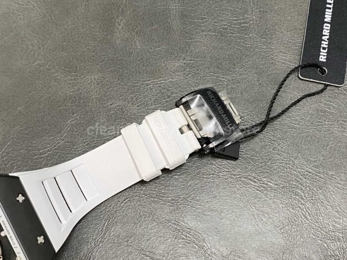 RM Factory Richard Mille RM 055 43mm Black Ceramic White Rubber Strap Skeletonized White Dial - Image 8