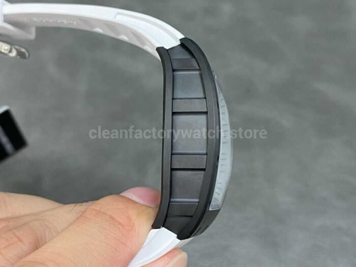 RM Factory Richard Mille RM 055 43mm Black Ceramic White Rubber Strap Skeletonized White Dial - Image 5