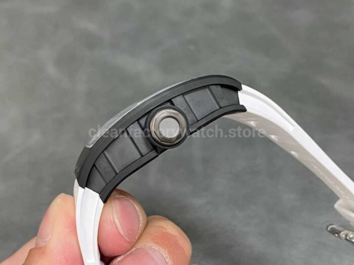 RM Factory Richard Mille RM 055 43mm Black Ceramic White Rubber Strap Skeletonized White Dial - Image 6