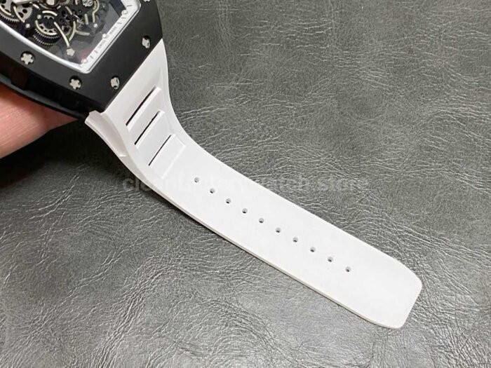 RM Factory Richard Mille RM 055 43mm Black Ceramic White Rubber Strap Skeletonized White Dial - Image 9
