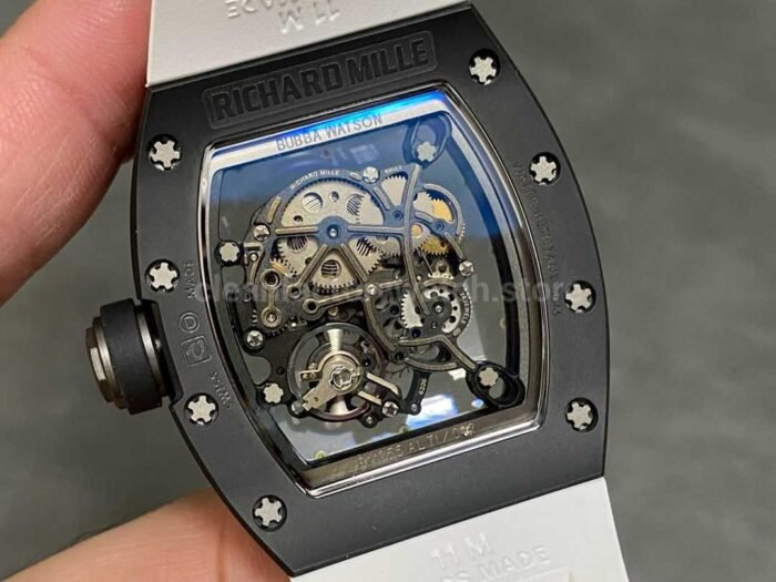 RM Factory Richard Mille RM 055 43mm Black Ceramic White Rubber Strap Skeletonized White Dial - Image 7