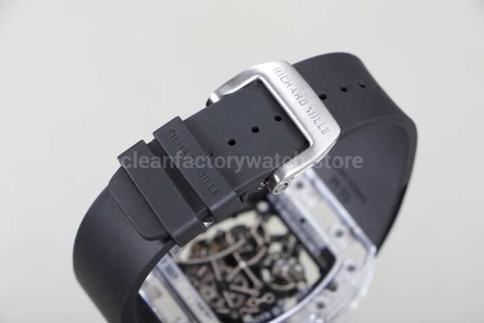 RM Factory Richard Mille RM 055 43mm Transparent Crystal Black Rubber Strap Skeletonized Black Dial - Image 7