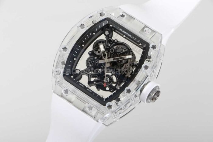 RM Factory Richard Mille RM 055 43mm Transparent Crystal White Rubber Strap Skeletonized Black Dial - Image 3