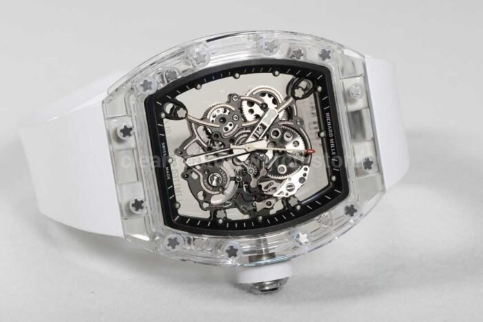 RM Factory Richard Mille RM 055 43mm Transparent Crystal White Rubber Strap Skeletonized Black Dial - Image 5