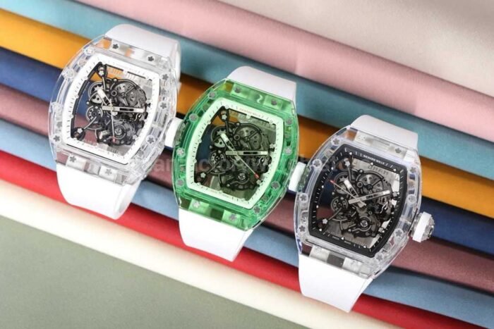 RM Factory Richard Mille RM 055 43mm Transparent Crystal White Rubber Strap Skeletonized Black Dial - Image 9