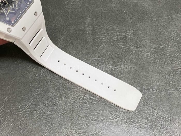 RM Factory Richard Mille RM 055 43mm White Ceramic White Rubber Strap Skeletonized Black Dial - Image 6