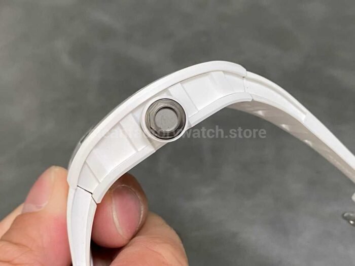 RM Factory Richard Mille RM 055 43mm White Ceramic White Rubber Strap Skeletonized Black Dial - Image 4
