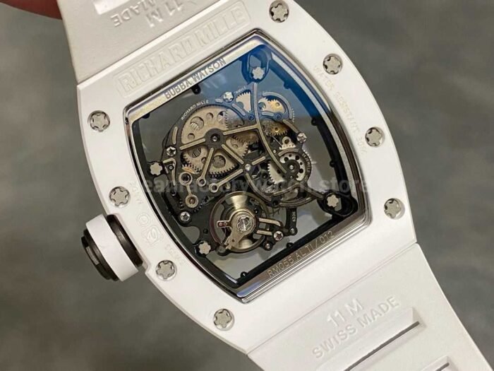 RM Factory Richard Mille RM 055 43mm White Ceramic White Rubber Strap Skeletonized Black Dial - Image 5