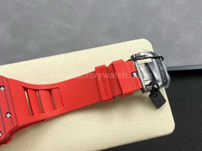 RM Factory Richard Mille RM 12-01 Carbon Fiber Red Rubber Strap Skeletonized Black Dial - Image 8