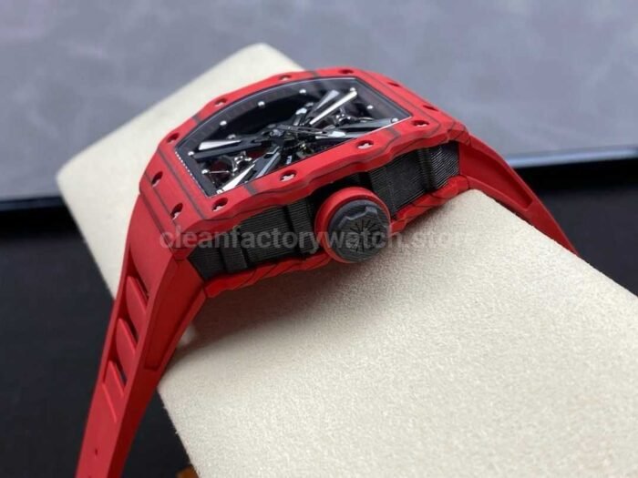 RM Factory Richard Mille RM 12-01 Carbon Fiber Red Rubber Strap Skeletonized Black Dial - Image 6
