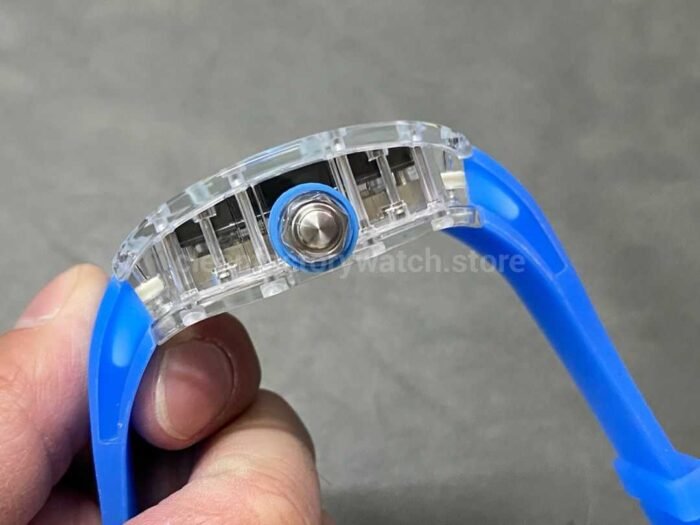 RM Factory Richard Mille RM 12-01 Transparent Crystal Blue Rubber Strap Skeletonized Black Dial - Image 6