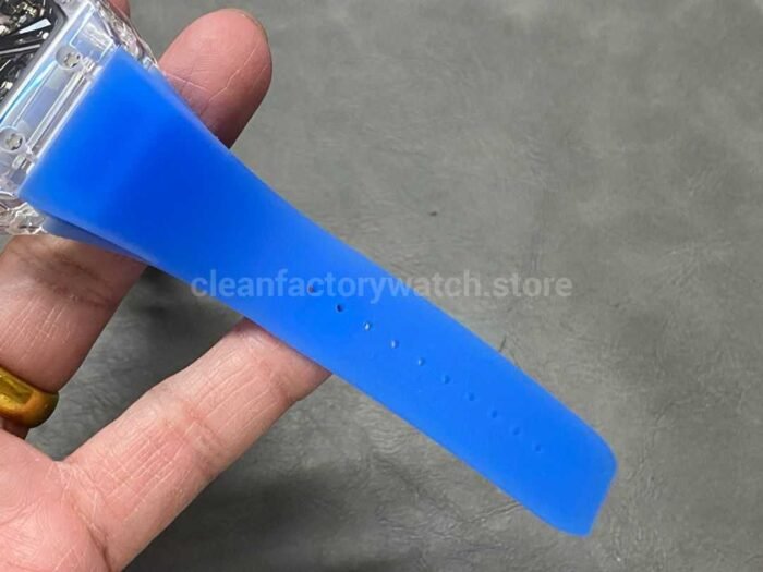 RM Factory Richard Mille RM 12-01 Transparent Crystal Blue Rubber Strap Skeletonized Black Dial - Image 9