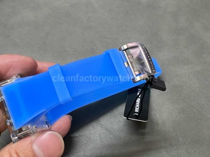 RM Factory Richard Mille RM 12-01 Transparent Crystal Blue Rubber Strap Skeletonized Black Dial - Image 8