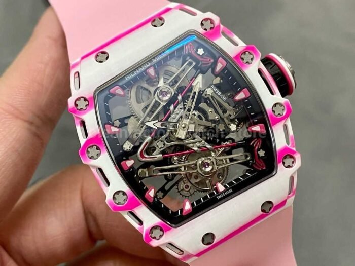 RM Factory Richard Mille RM 38-02 43mm Carbon Fiber Pink Rubber Strap Skeletonized Dial - Image 2