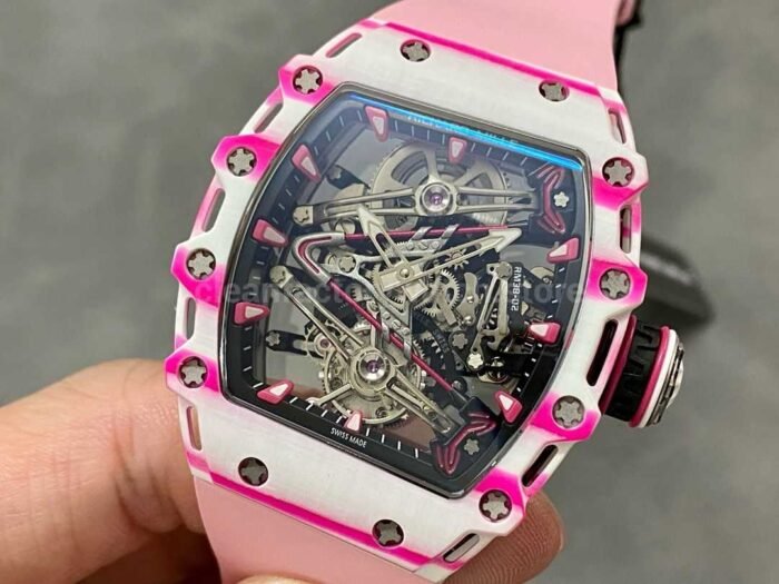 RM Factory Richard Mille RM 38-02 43mm Carbon Fiber Pink Rubber Strap Skeletonized Dial - Image 3