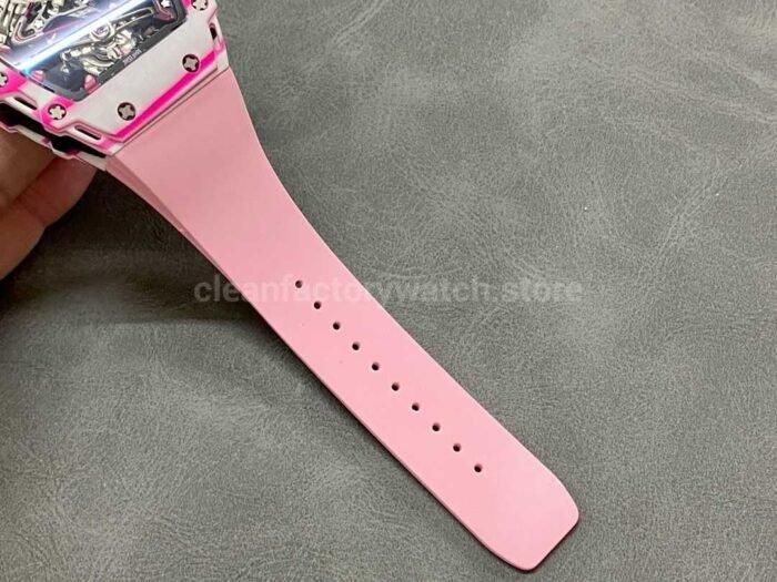 RM Factory Richard Mille RM 38-02 43mm Carbon Fiber Pink Rubber Strap Skeletonized Dial - Image 9