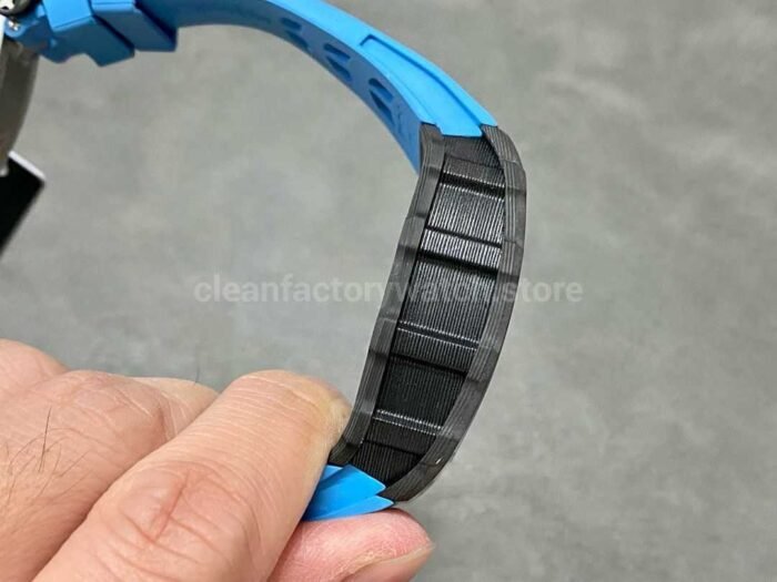RM Factory Richard Mille RM 53-01 43mm Carbon Fiber Blue Rubber Strap Skeletonized Black Dial - Image 5