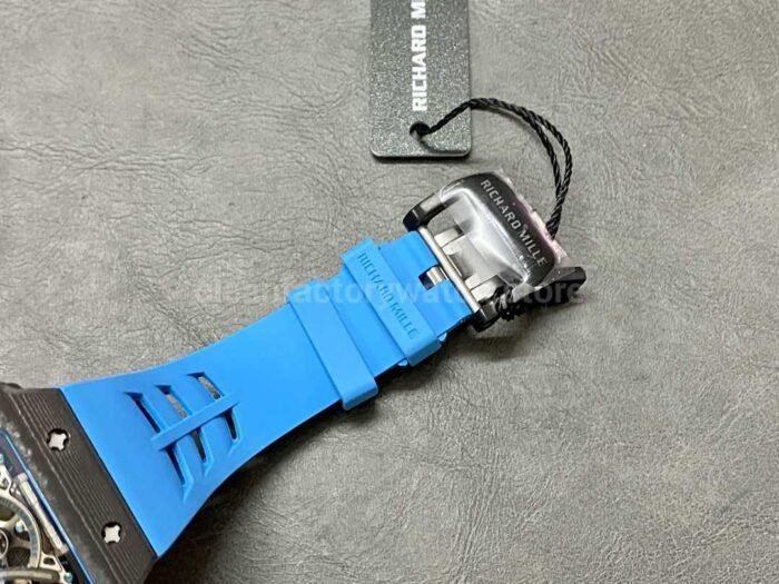 RM Factory Richard Mille RM 53-01 43mm Carbon Fiber Blue Rubber Strap Skeletonized Black Dial - Image 8
