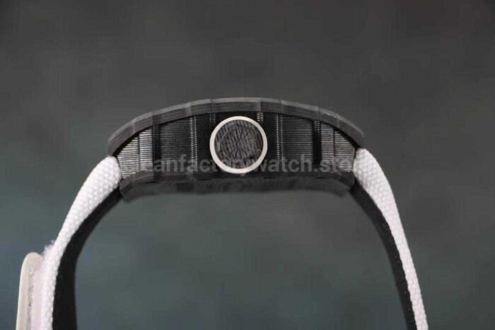 RM Factory Richard Mille RM12-01 Black Carbon Fiber White Canvas Strap Skeletonized Black Dial - Image 6