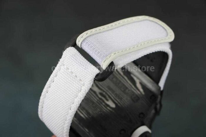 RM Factory Richard Mille RM12-01 Black Carbon Fiber White Canvas Strap Skeletonized Black Dial - Image 9
