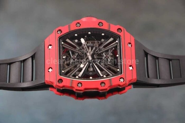 RM Factory Richard Mille RM12-01 Carbon Fiber Black Rubber Strap Skeletonized Black Dial - Image 6