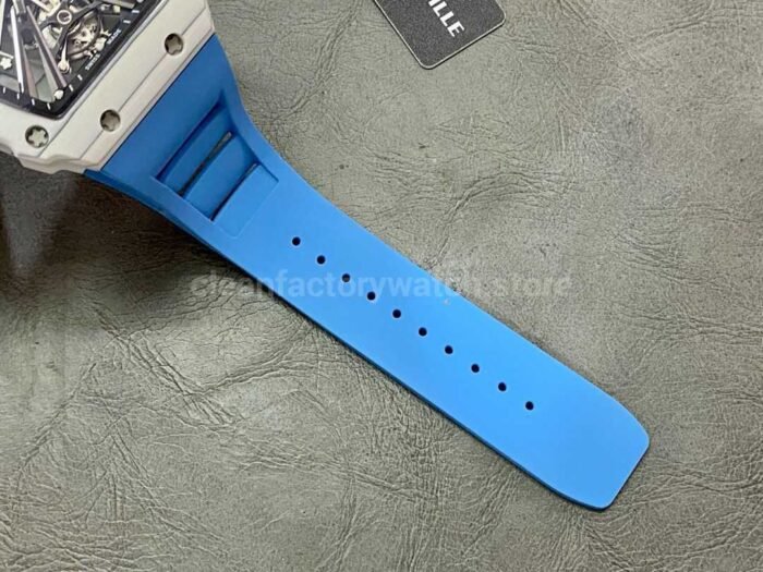 RM Factory Richard Mille RM12-01 Carbon Fiber Blue Rubber Strap Skeletonized Black Dial - Image 9