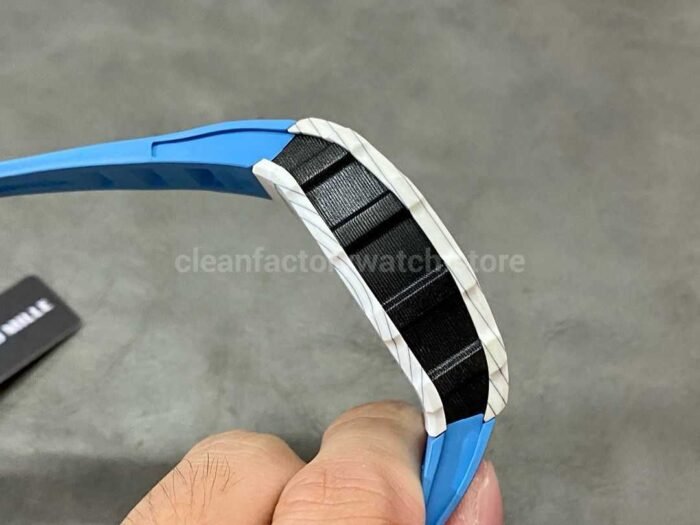 RM Factory Richard Mille RM12-01 Carbon Fiber Blue Rubber Strap Skeletonized Black Dial - Image 5