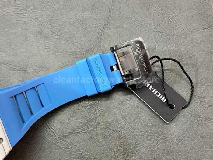 RM Factory Richard Mille RM12-01 Carbon Fiber Blue Rubber Strap Skeletonized Black Dial - Image 8