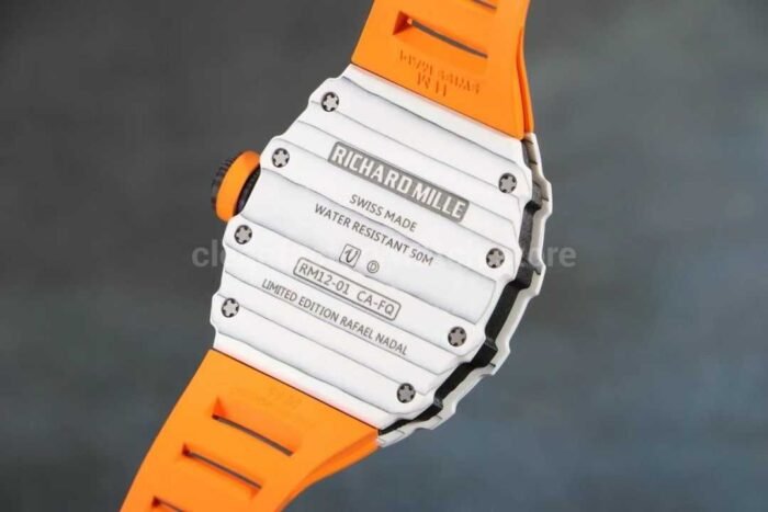 RM Factory Richard Mille RM12-01 Carbon Fiber Orange Rubber Strap Skeletonized Black Dial - Image 7