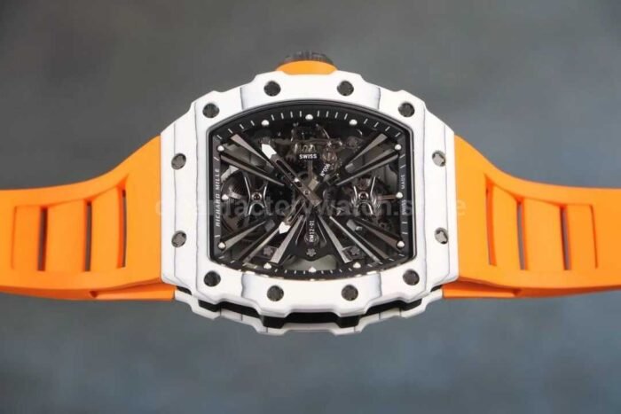 RM Factory Richard Mille RM12-01 Carbon Fiber Orange Rubber Strap Skeletonized Black Dial - Image 5
