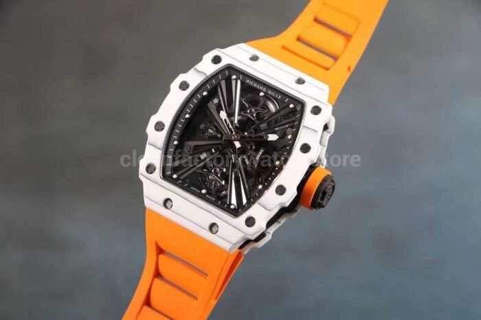 RM Factory Richard Mille RM12-01 Carbon Fiber Orange Rubber Strap Skeletonized Black Dial - Image 3