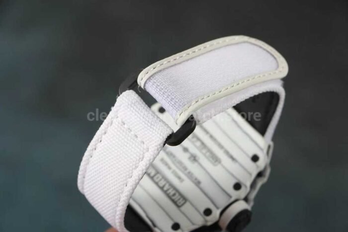 RM Factory Richard Mille RM12-01 Carbon Fiber White Canvas Strap Skeletonized Black Dial - Image 9