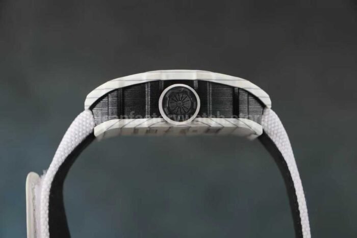 RM Factory Richard Mille RM12-01 Carbon Fiber White Canvas Strap Skeletonized Black Dial - Image 7