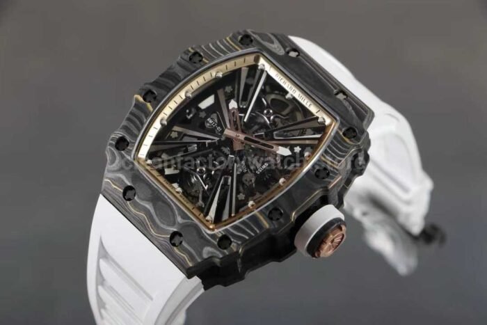 RM Factory Richard Mille RM12-01 Carbon Fiber White Rubber Strap Skeletonized Rose Gold Dial - Image 3