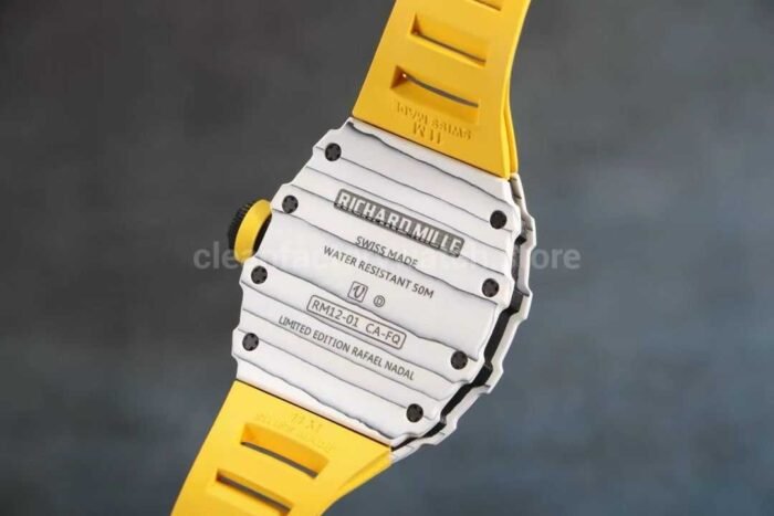 RM Factory Richard Mille RM12-01 Carbon Fiber Yellow Rubber Strap Skeletonized Black Dial - Image 8
